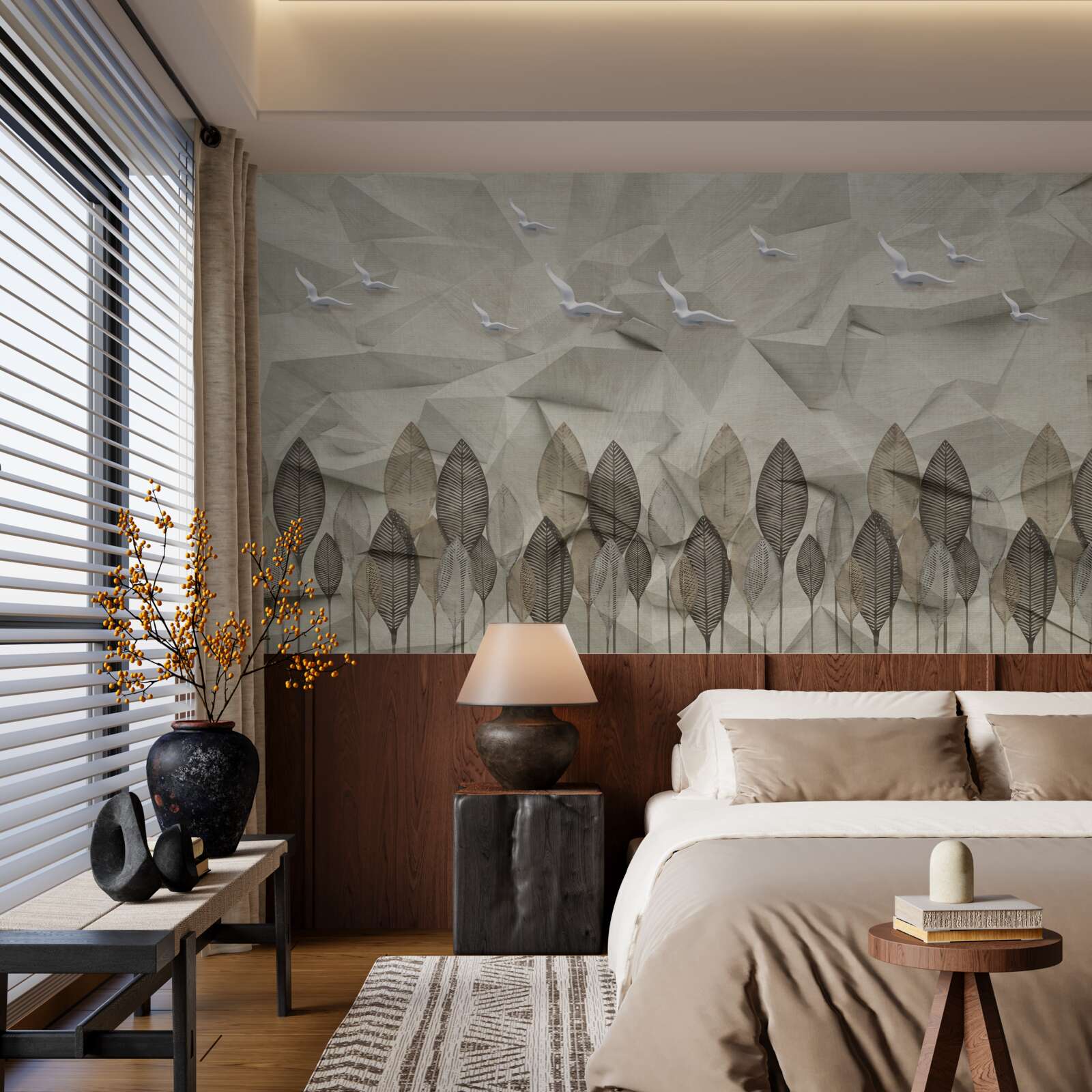 Фотошпалери птахи, які отримують крила, щоб літати, і попелястий ліс