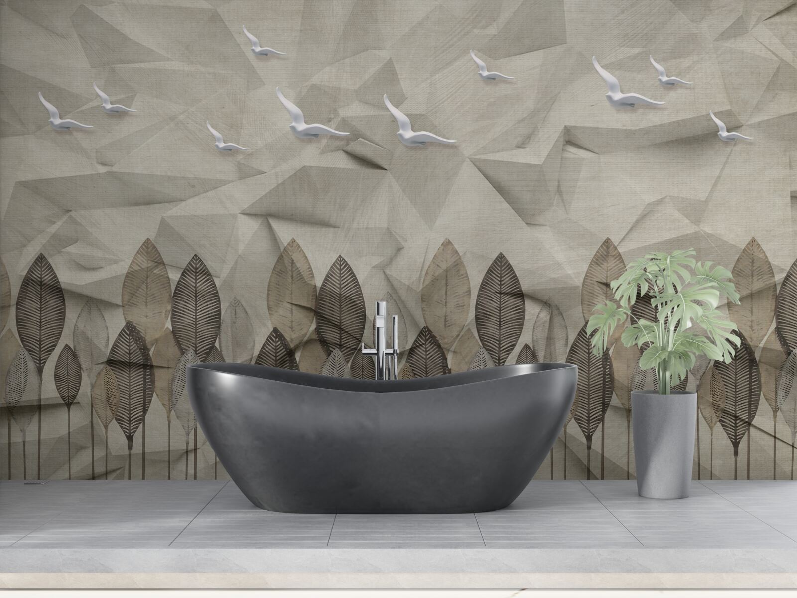 Фотошпалери птахи, які отримують крила, щоб літати, і попелястий ліс