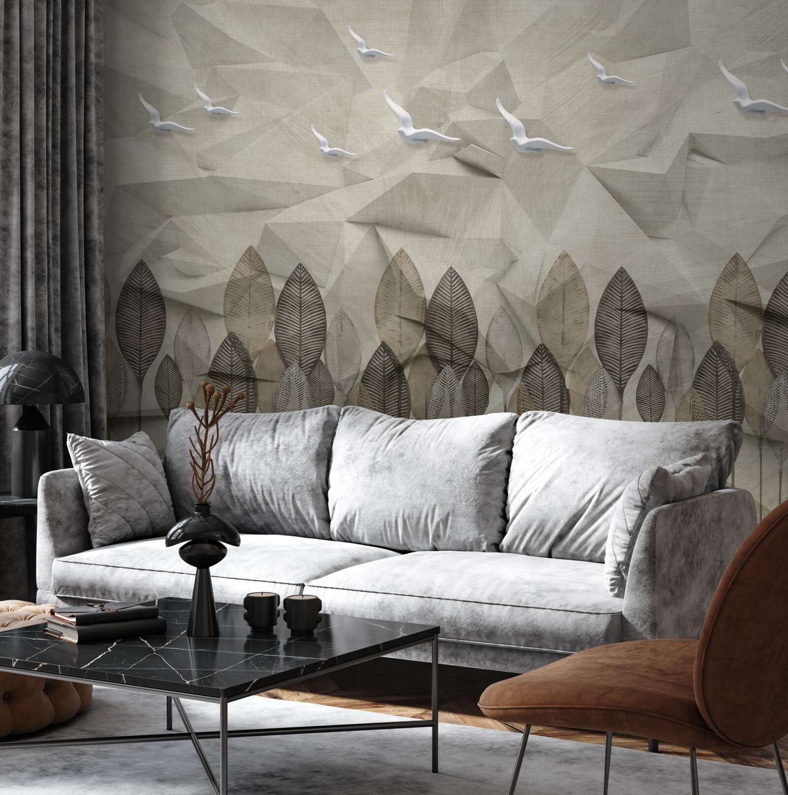 Фотошпалери птахи, які отримують крила, щоб літати, і попелястий ліс