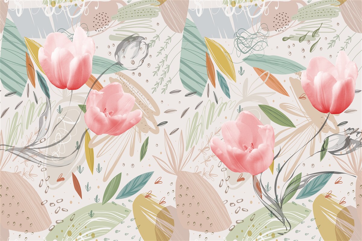 Фотошпалери абстрактний фон з рожевими тюльпанами