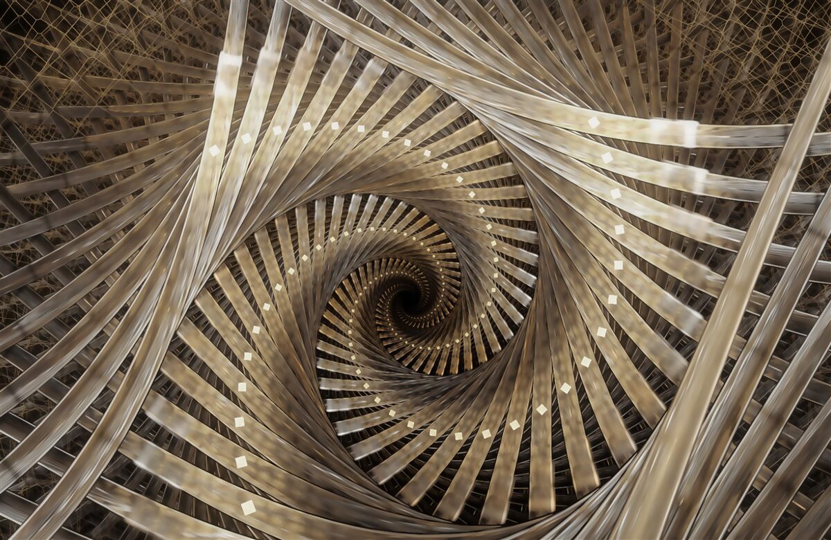 Фотошпалери кругові сходи видно в перспективі