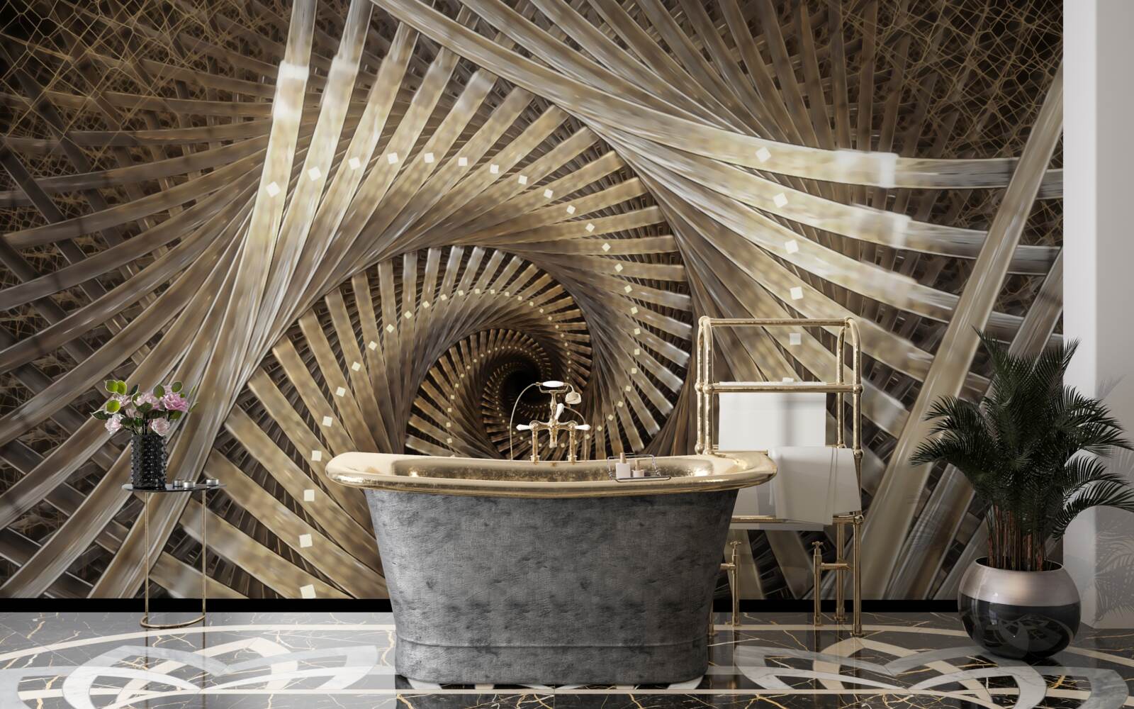 Фотошпалери кругові сходи видно в перспективі