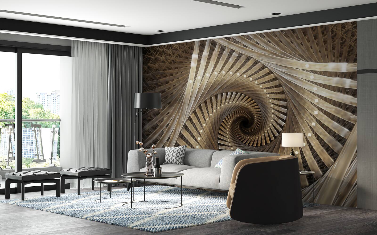 Фотошпалери кругові сходи видно в перспективі