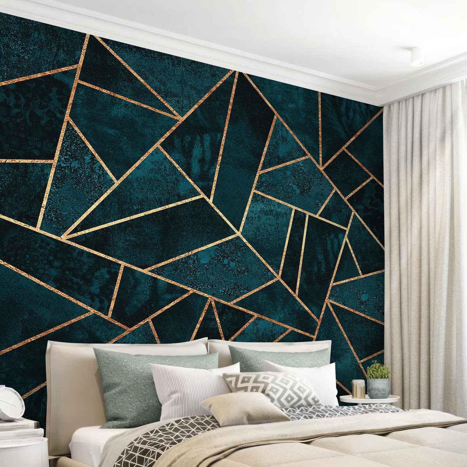 Фотошпалери мозаїка в смарагдових і золотих тонах