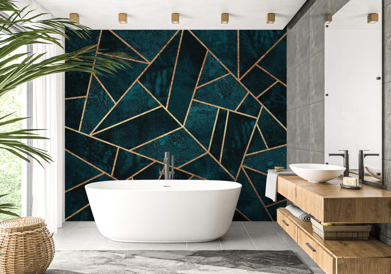 Фотошпалери мозаїка в смарагдових і золотих тонах