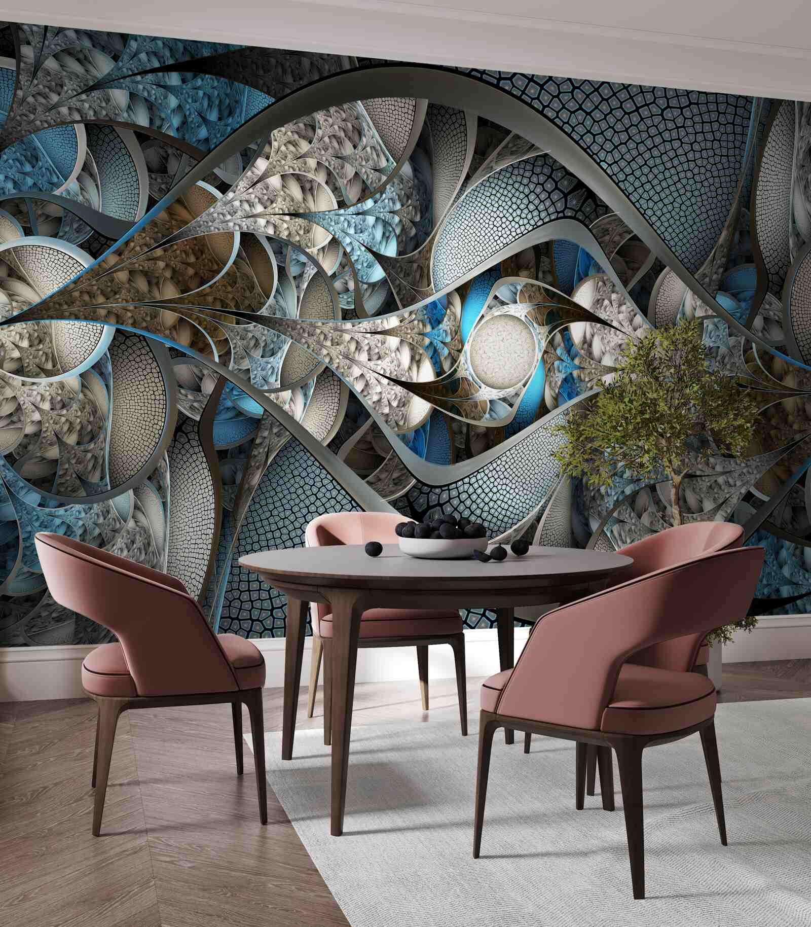 Фотошпалери композиція з кривих ліній і кольорових плям