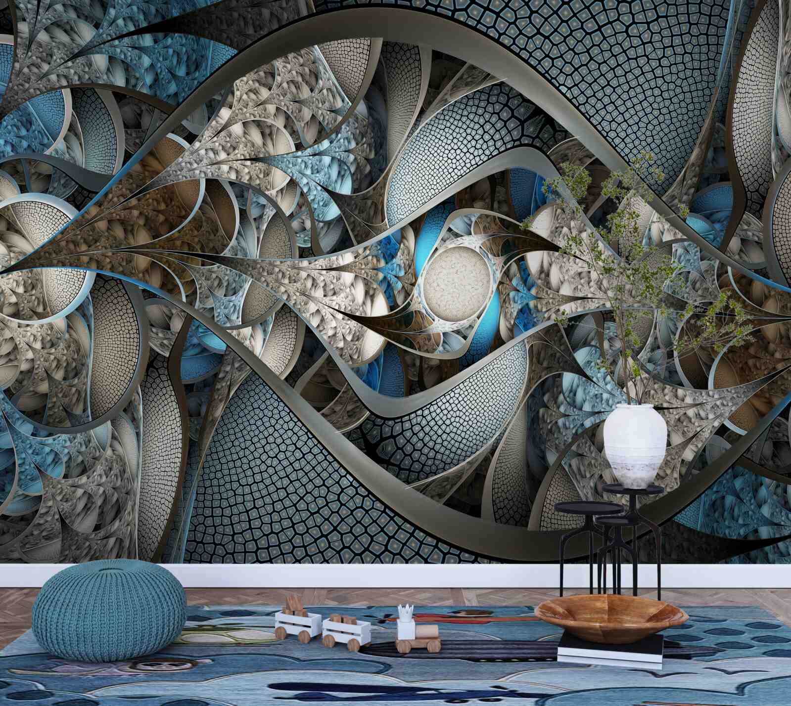 Фотошпалери композиція з кривих ліній і кольорових плям