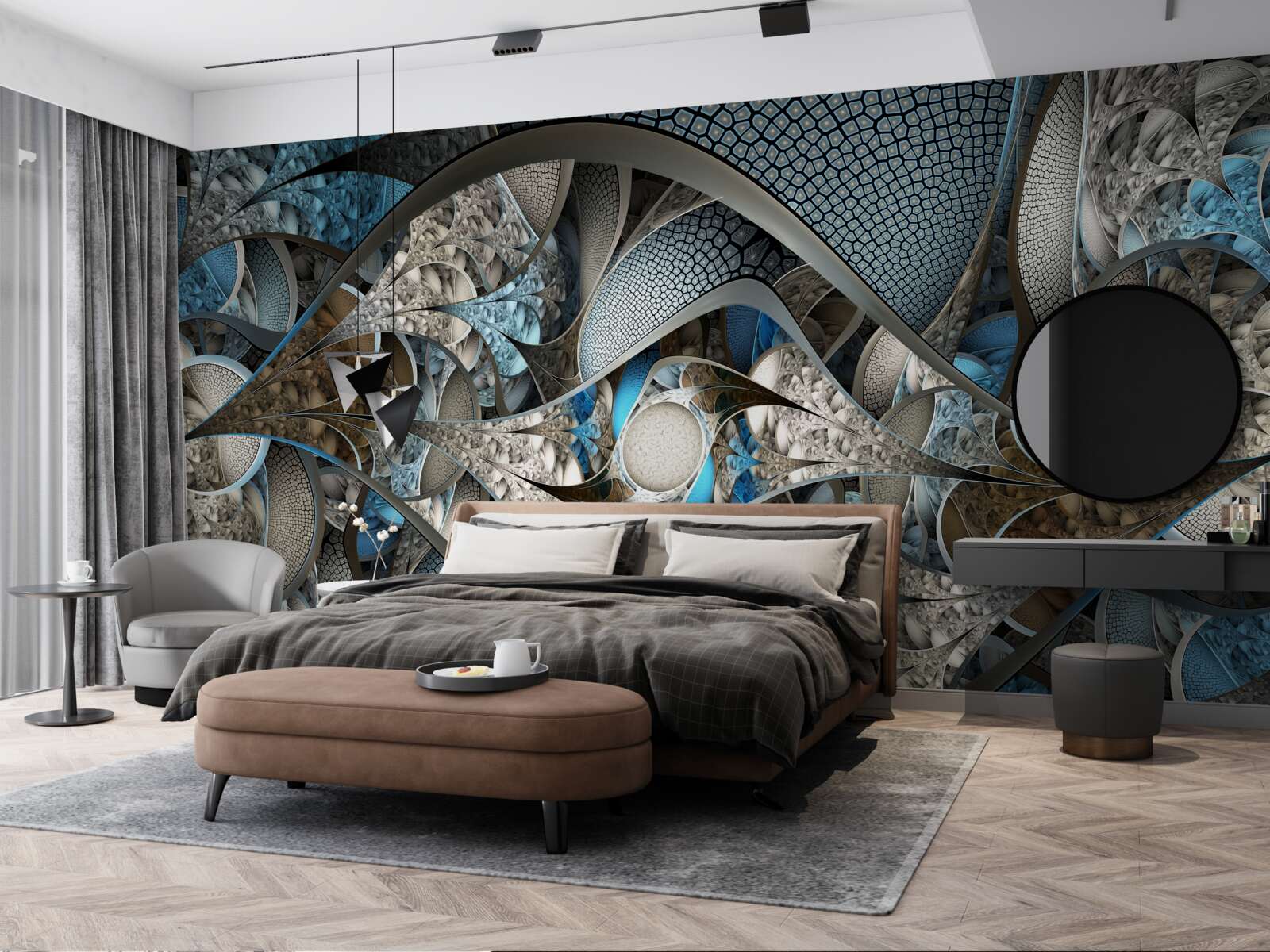 Фотошпалери композиція з кривих ліній і кольорових плям