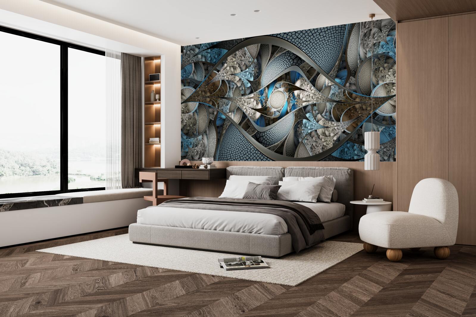 Фотошпалери композиція з кривих ліній і кольорових плям