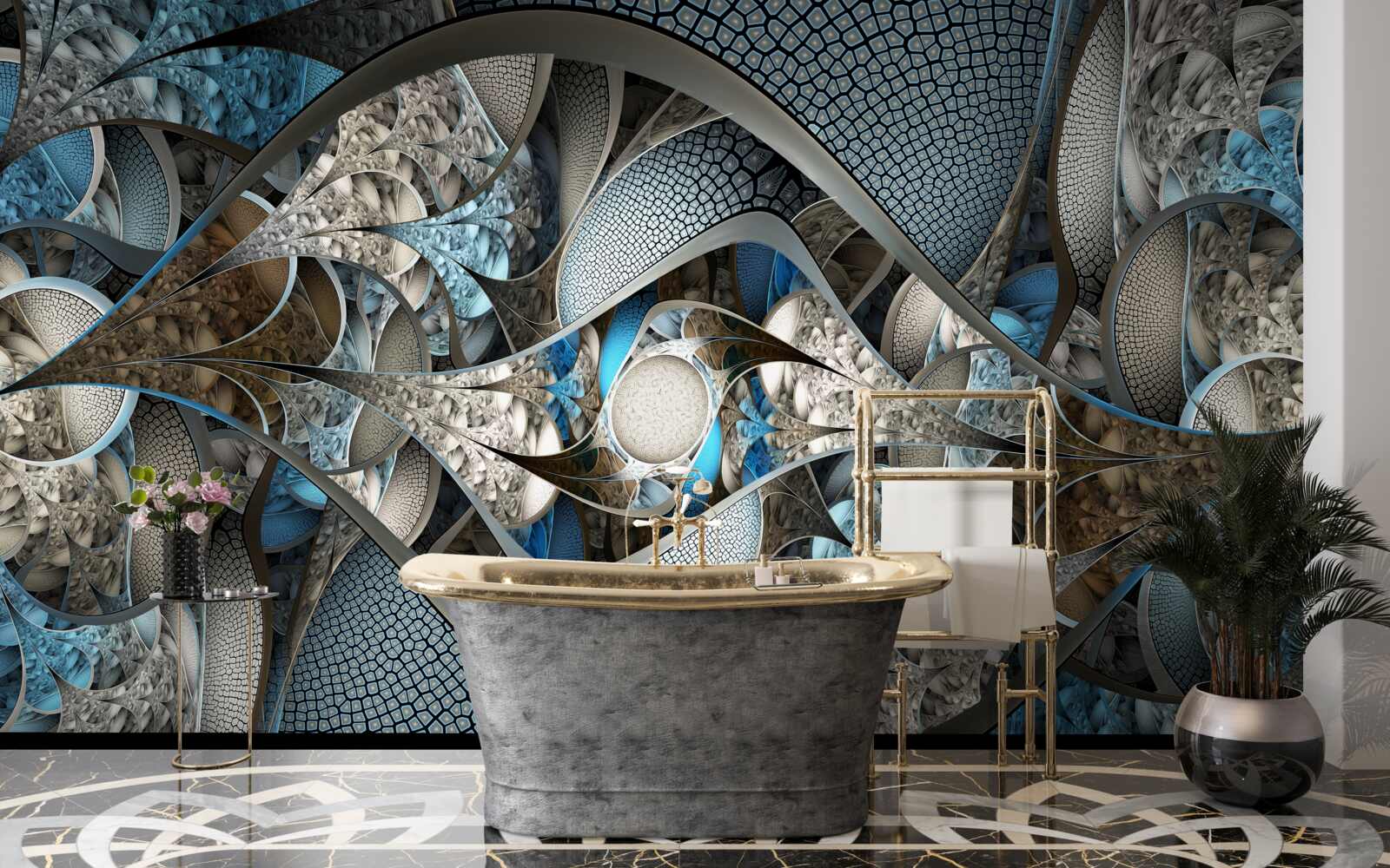 Фотошпалери композиція з кривих ліній і кольорових плям