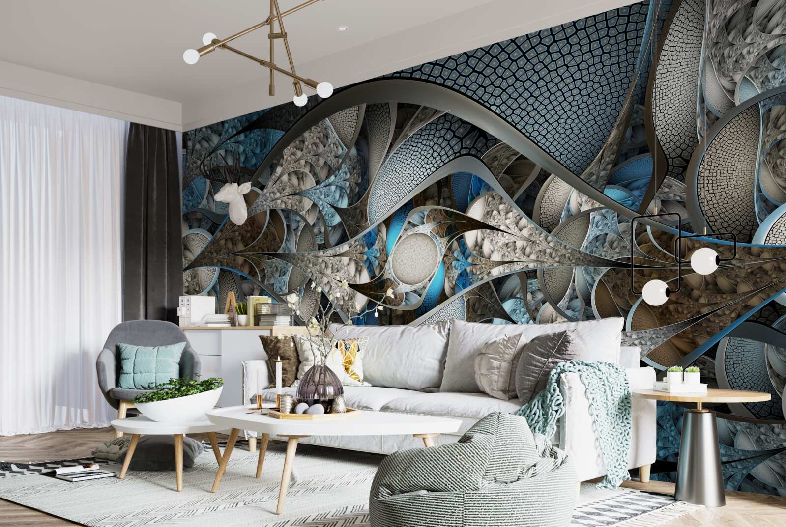 Фотошпалери композиція з кривих ліній і кольорових плям