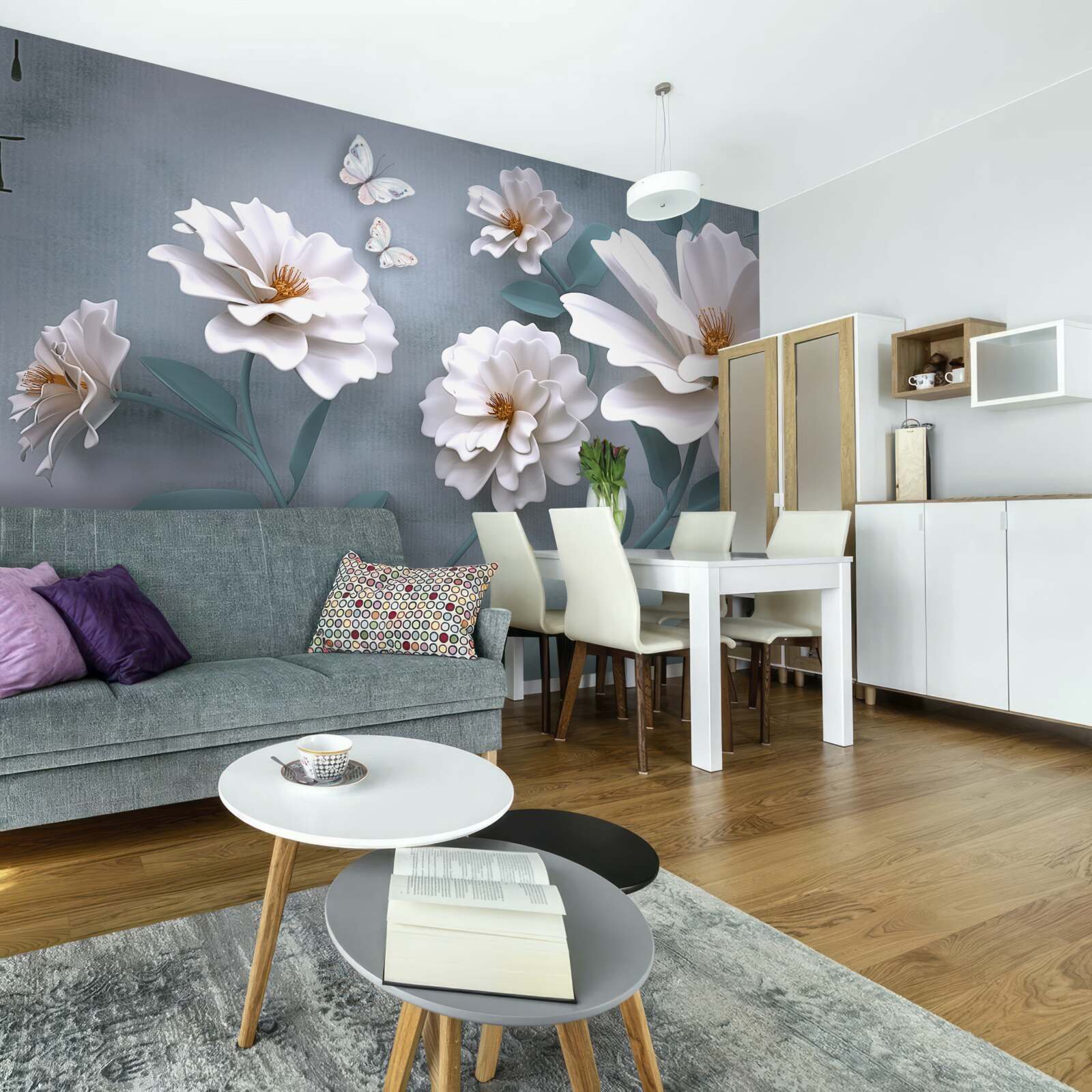 Фотошпалери красиві великі білі квіти