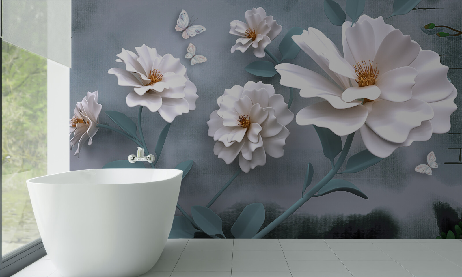 Фотошпалери красиві великі білі квіти