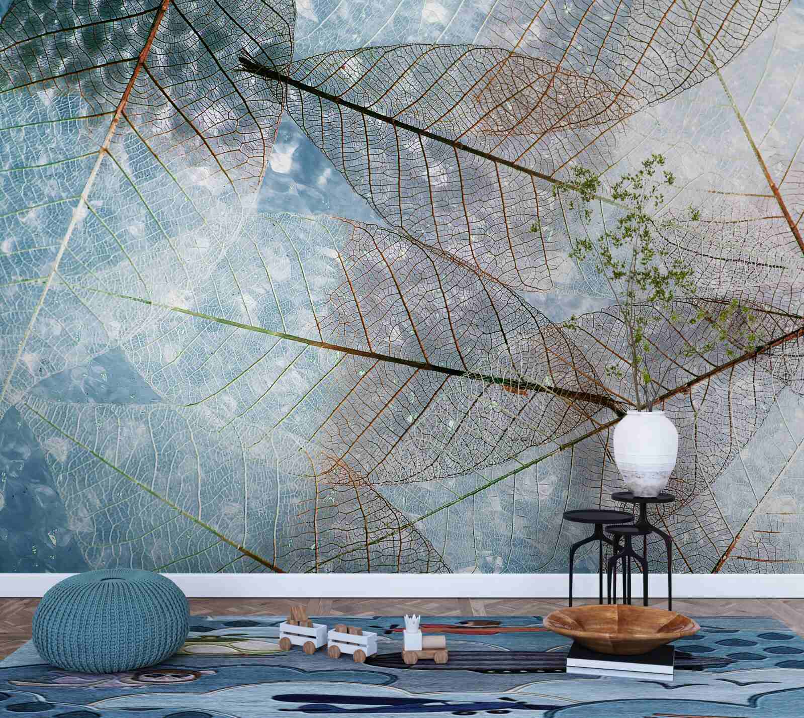 Фотошпалери прозоре листя на тлі неба