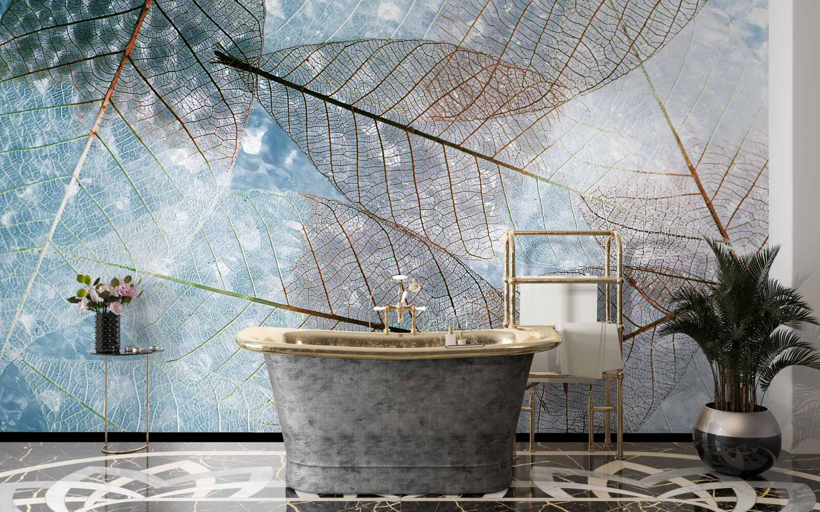 Фотошпалери прозоре листя на тлі неба