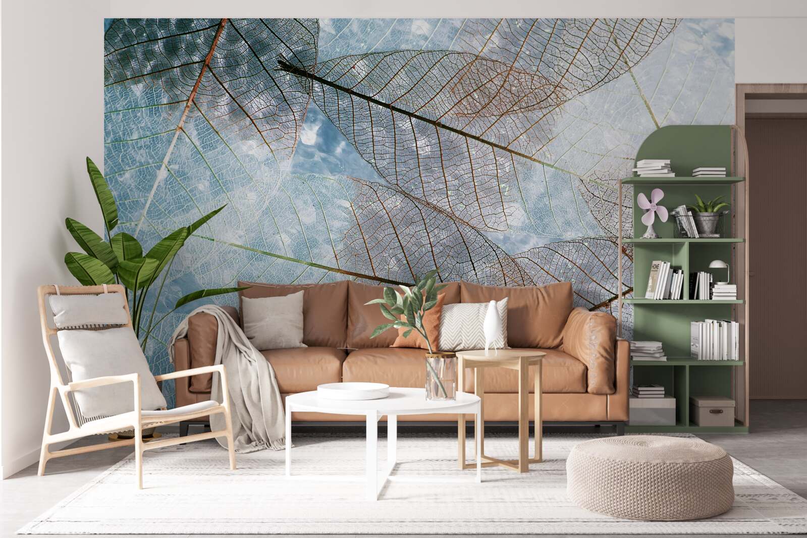 Фотошпалери прозоре листя на тлі неба