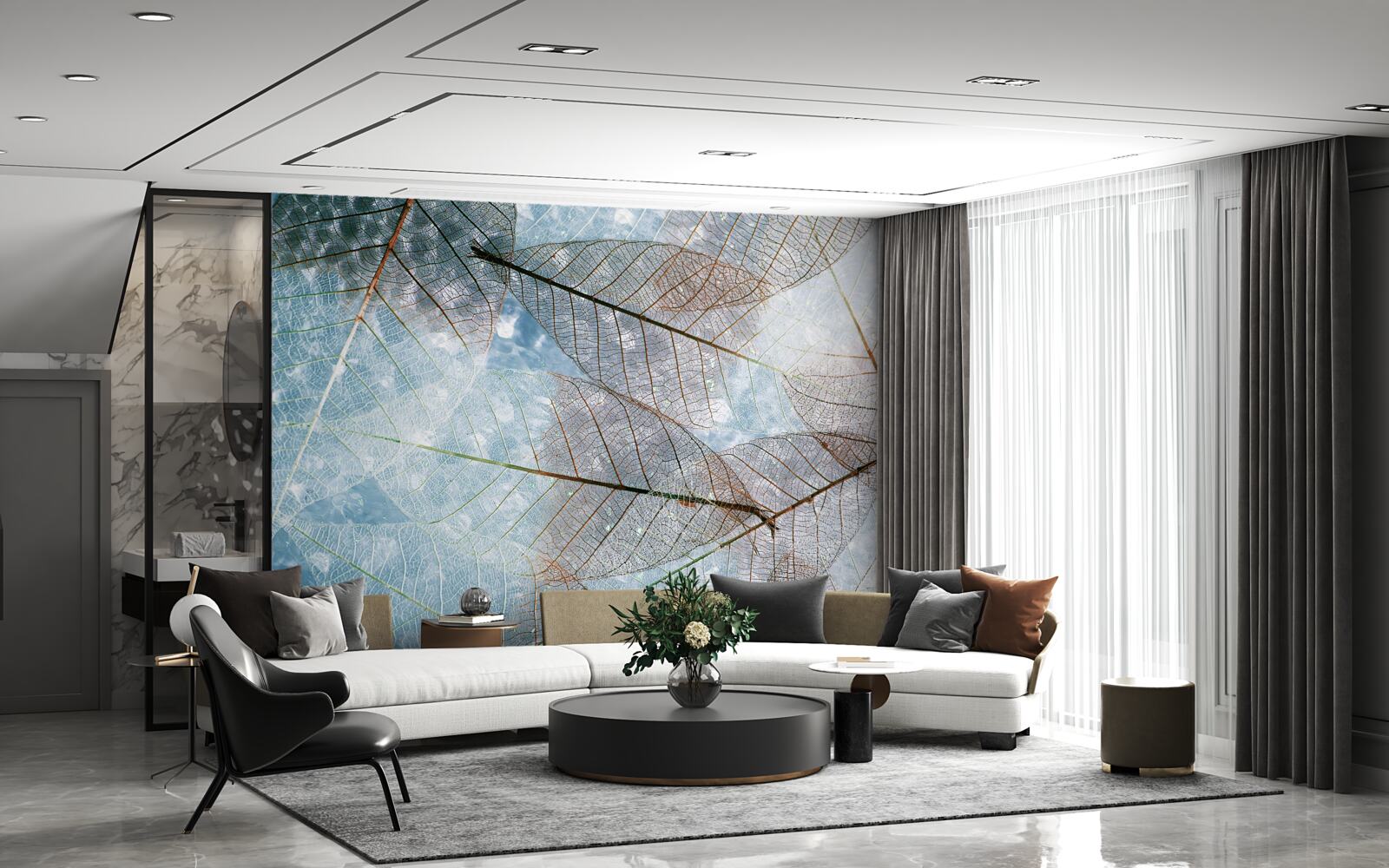 Фотошпалери прозоре листя на тлі неба