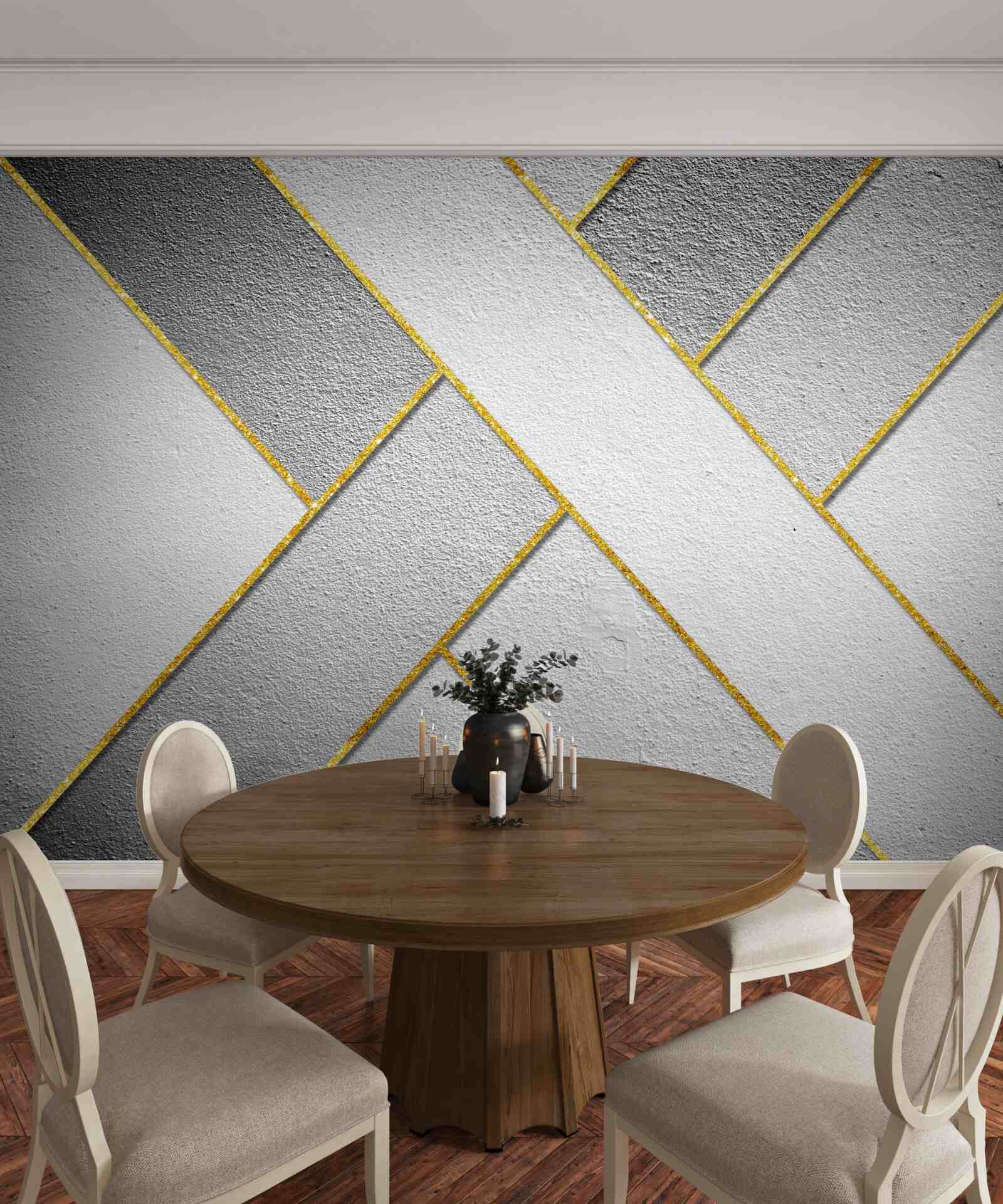 Фотошпалери золотисті прямі лінії на сірому тлі