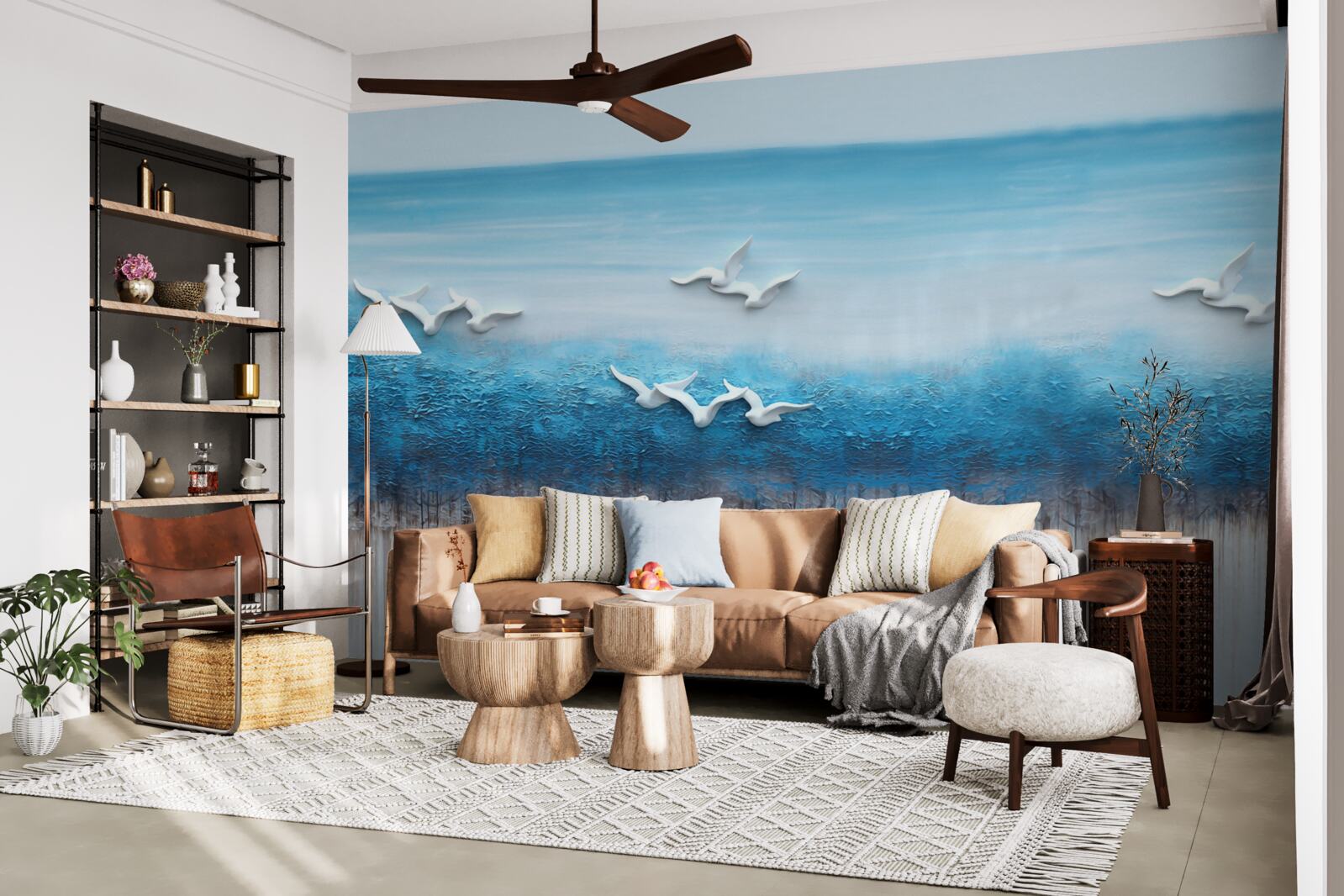 Фотошпалери Білосніжні птахи над синюватими хмарами