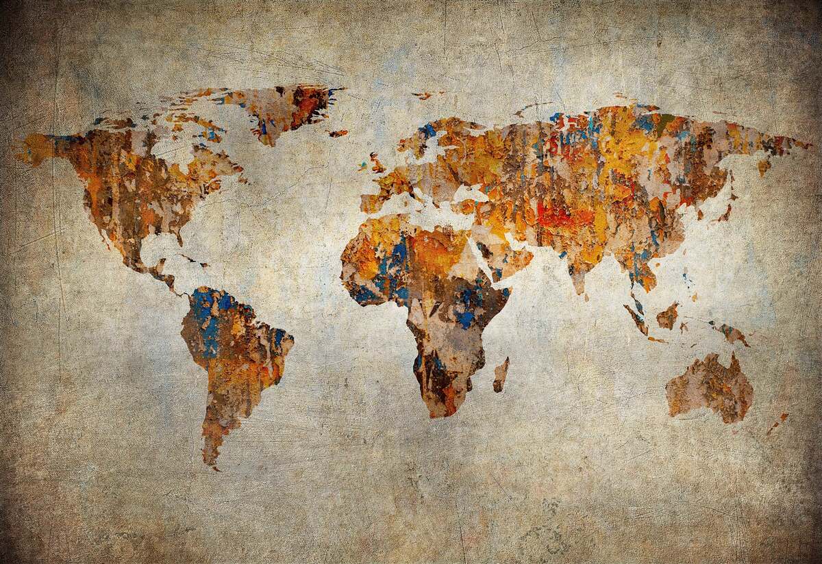 Фотошпалери полотно із зображенням світу в стилі гранж