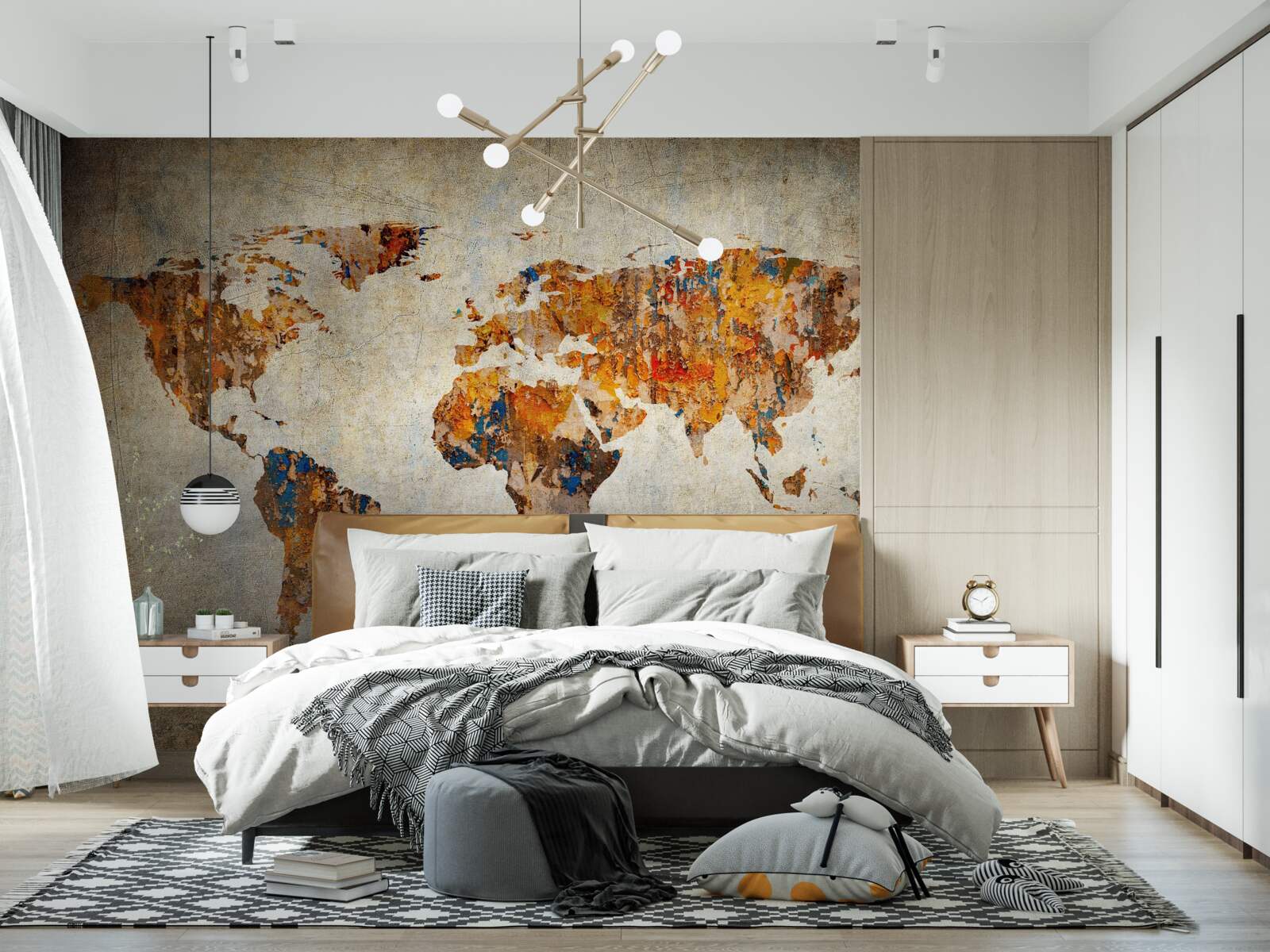 Фотошпалери полотно із зображенням світу в стилі гранж