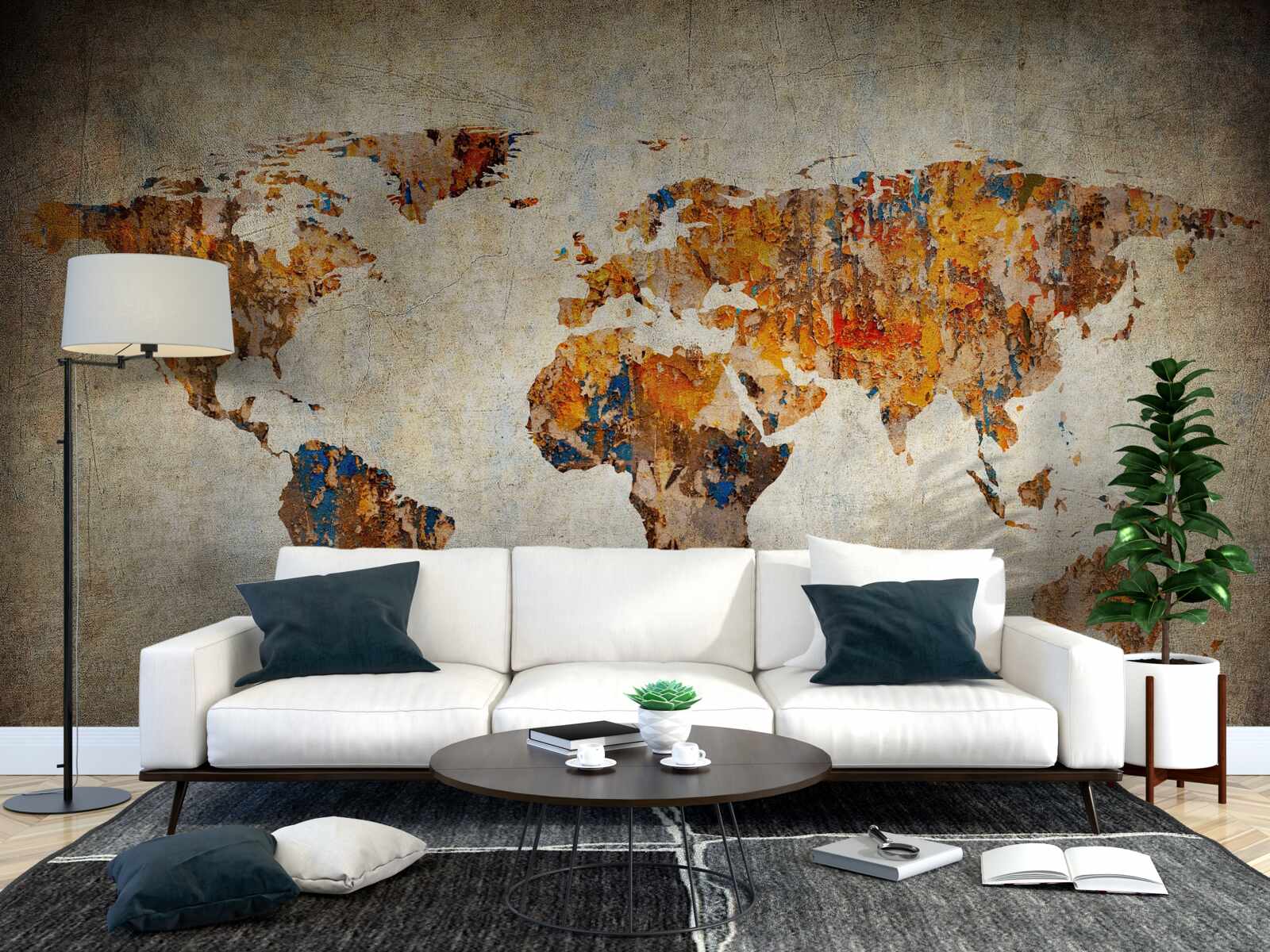 Фотошпалери полотно із зображенням світу в стилі гранж