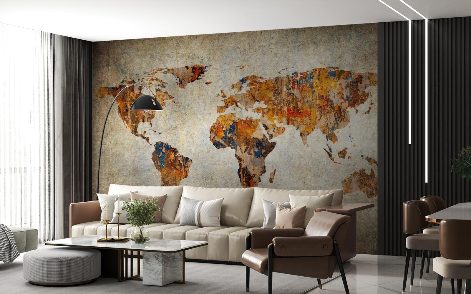 Фотошпалери полотно із зображенням світу в стилі гранж