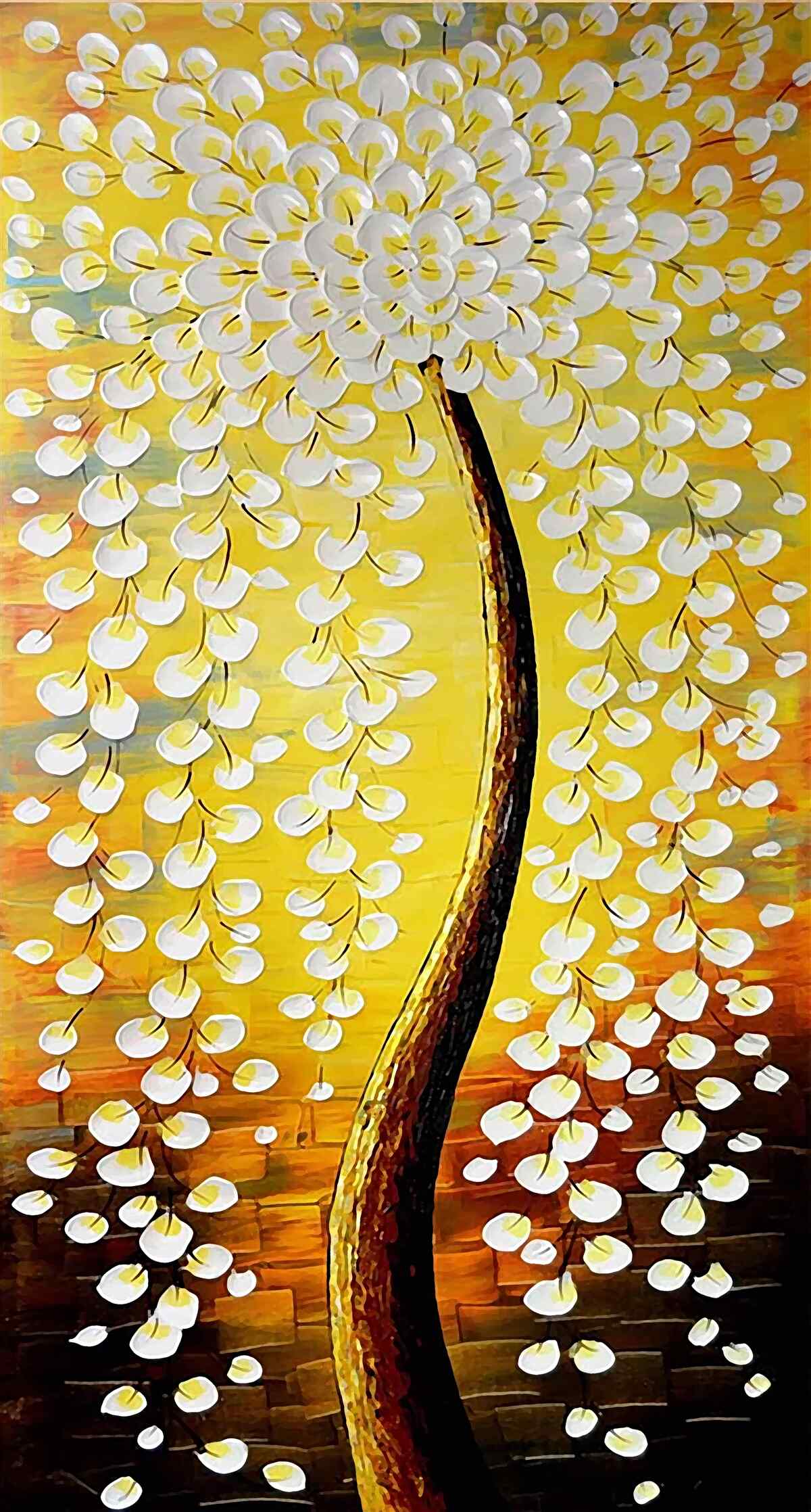 Фотошпалери олійна картина із зображенням квітучого дерева