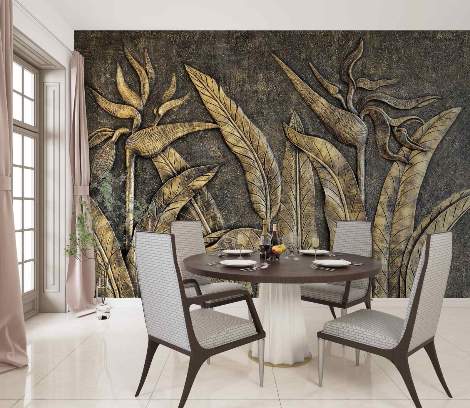 Фотошпалери Текстури тропічної флори в коричневих тонах