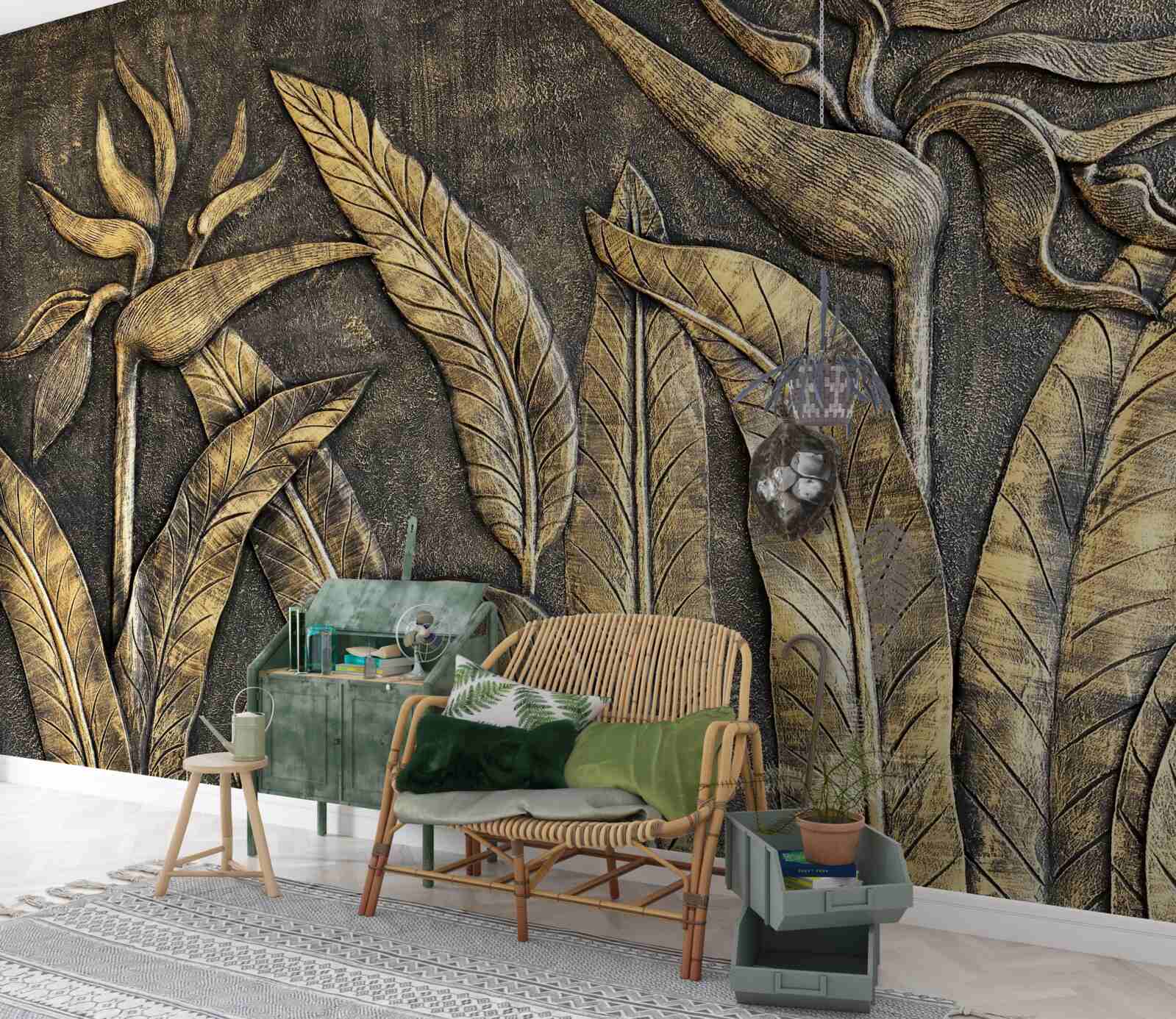 Фотошпалери Текстури тропічної флори в коричневих тонах