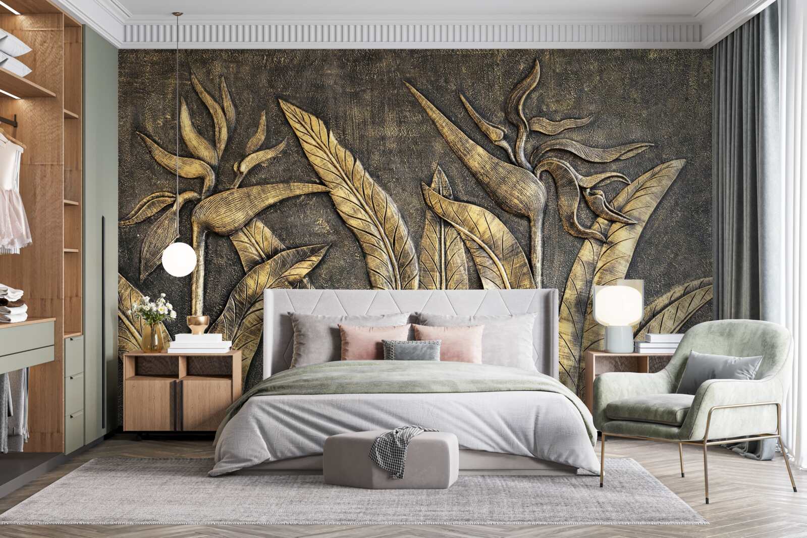 Фотошпалери Текстури тропічної флори в коричневих тонах