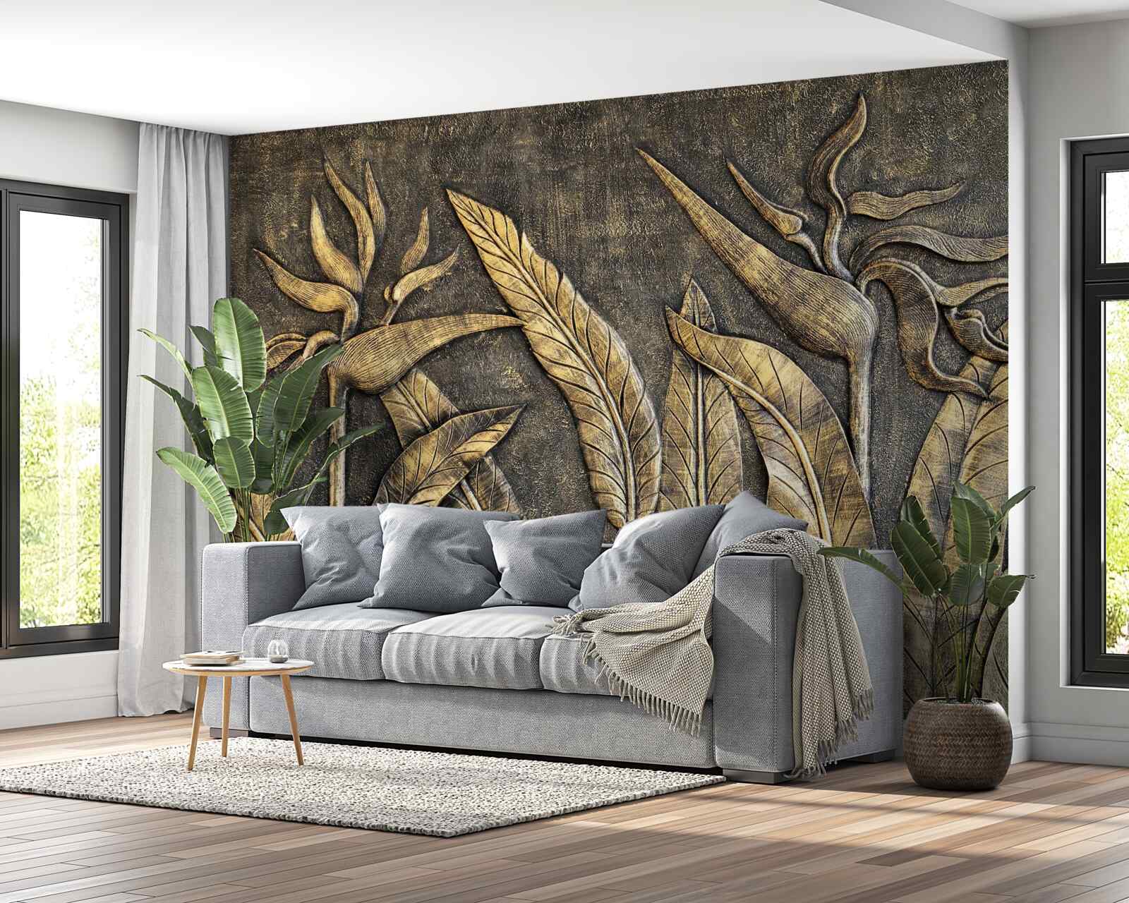 Фотошпалери Текстури тропічної флори в коричневих тонах