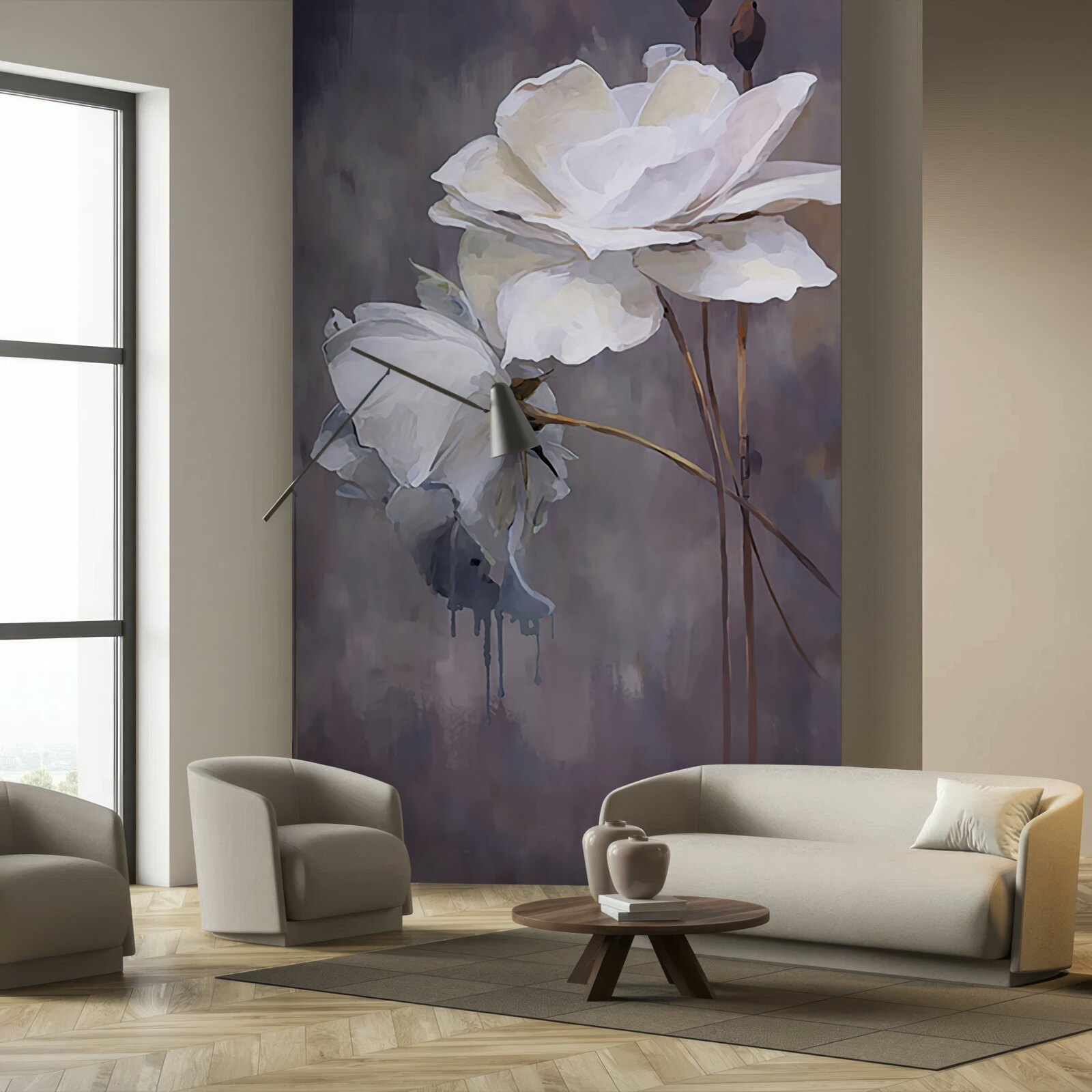 Фотошпалери дві великі білі квітки