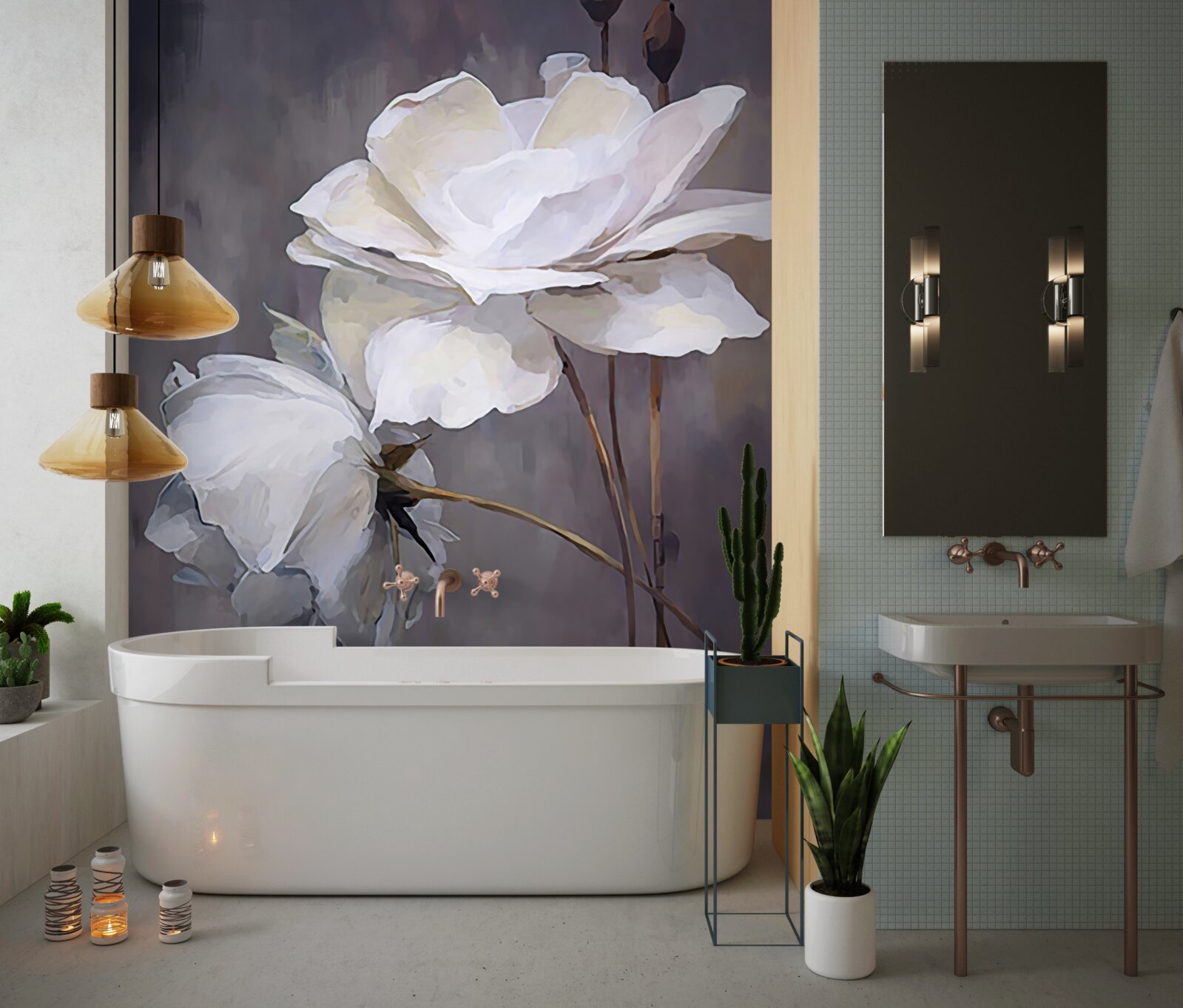 Фотошпалери дві великі білі квітки