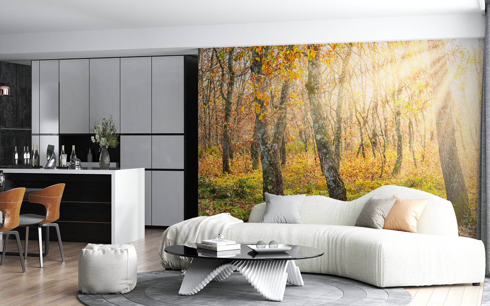 Фотошпалери Світанок в осінньому чагарнику