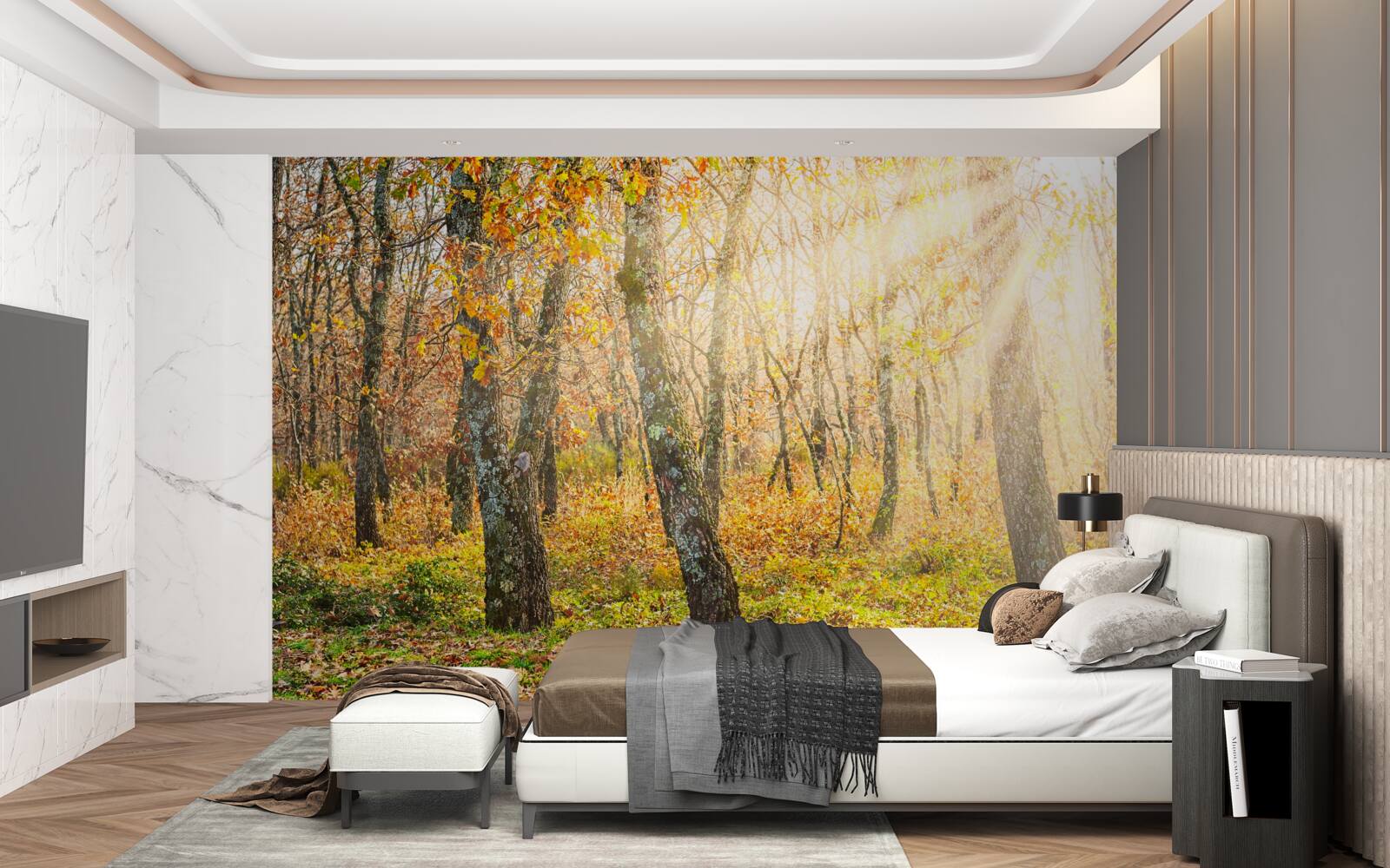 Фотошпалери Світанок в осінньому чагарнику