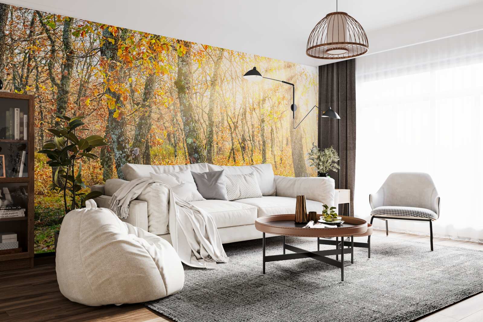 Фотошпалери Світанок в осінньому чагарнику