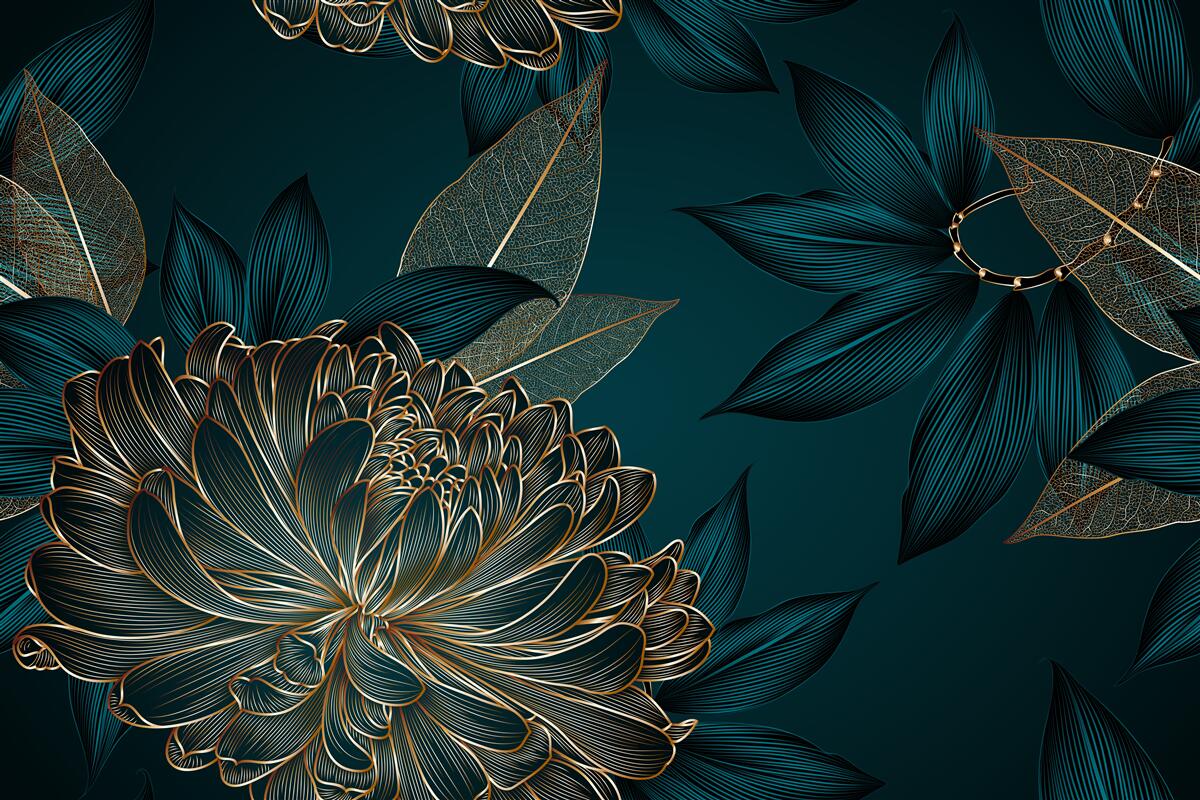 Фотошпалери кульбаба та сусальне золото