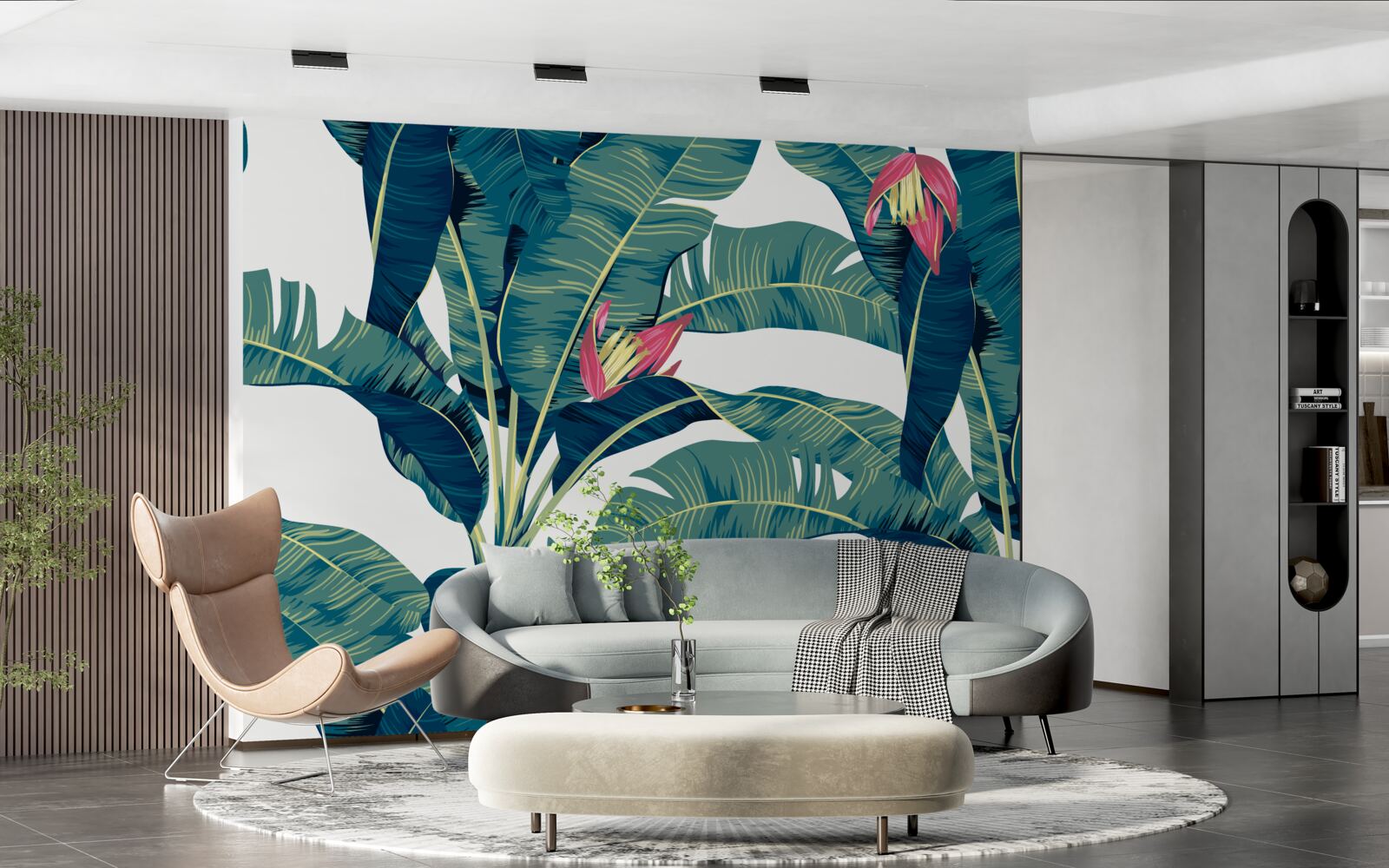 Фотошпалери квіти серед зеленого тропічного листя