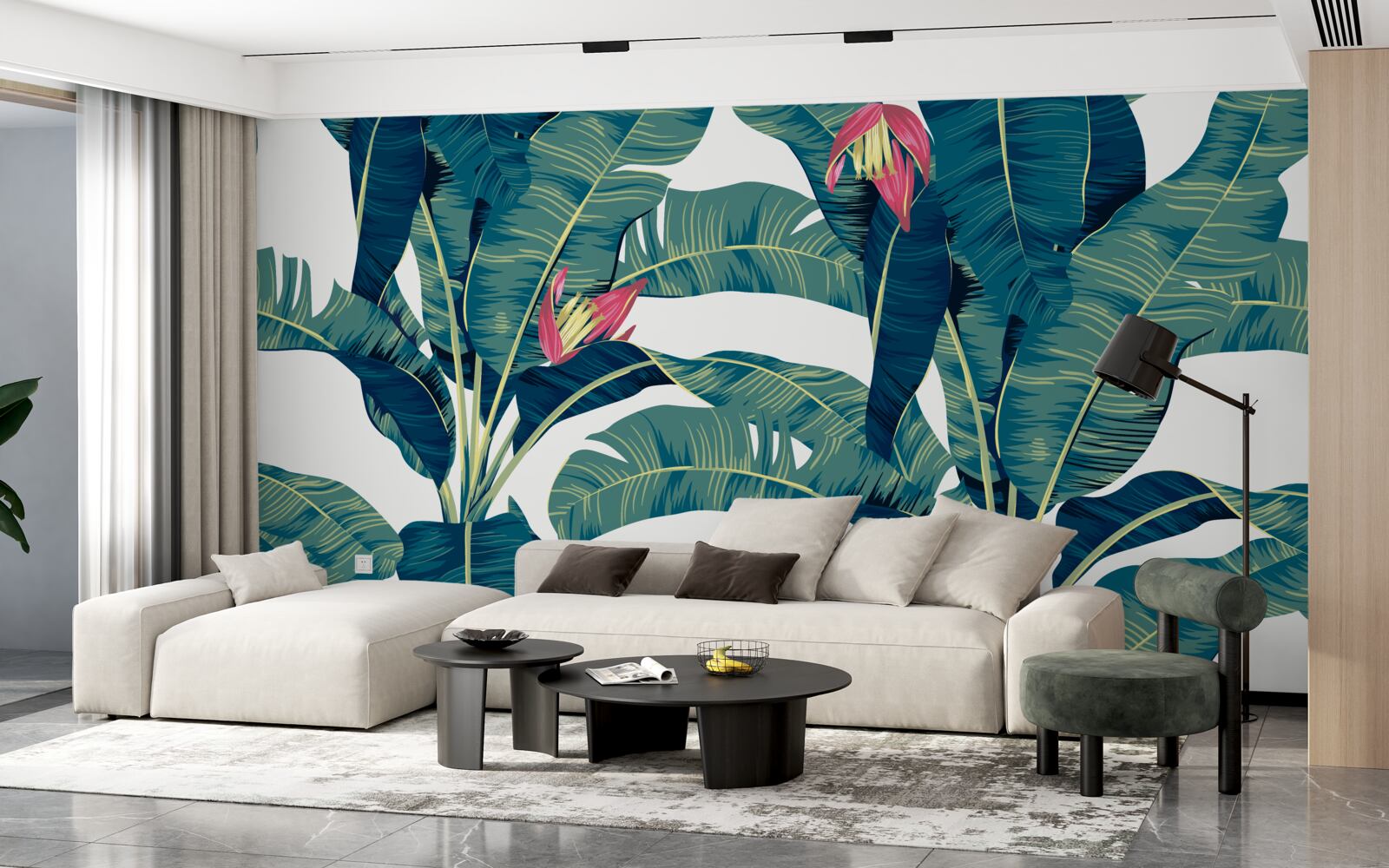 Фотошпалери квіти серед зеленого тропічного листя