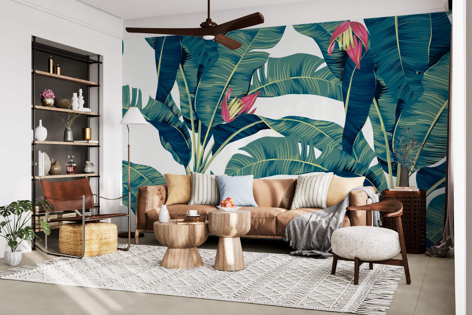 Фотошпалери квіти серед зеленого тропічного листя