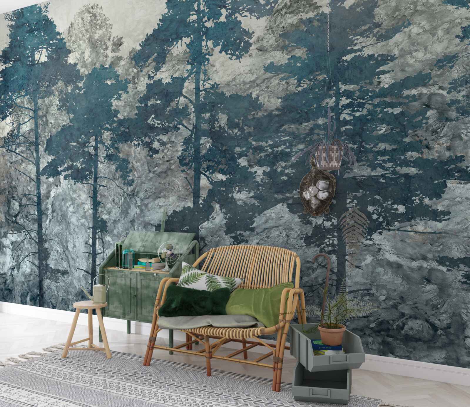 Фотошпалери крони та верхівки дерев з листям