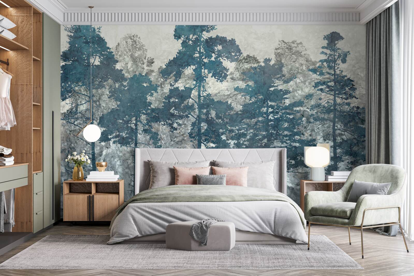 Фотошпалери крони та верхівки дерев з листям