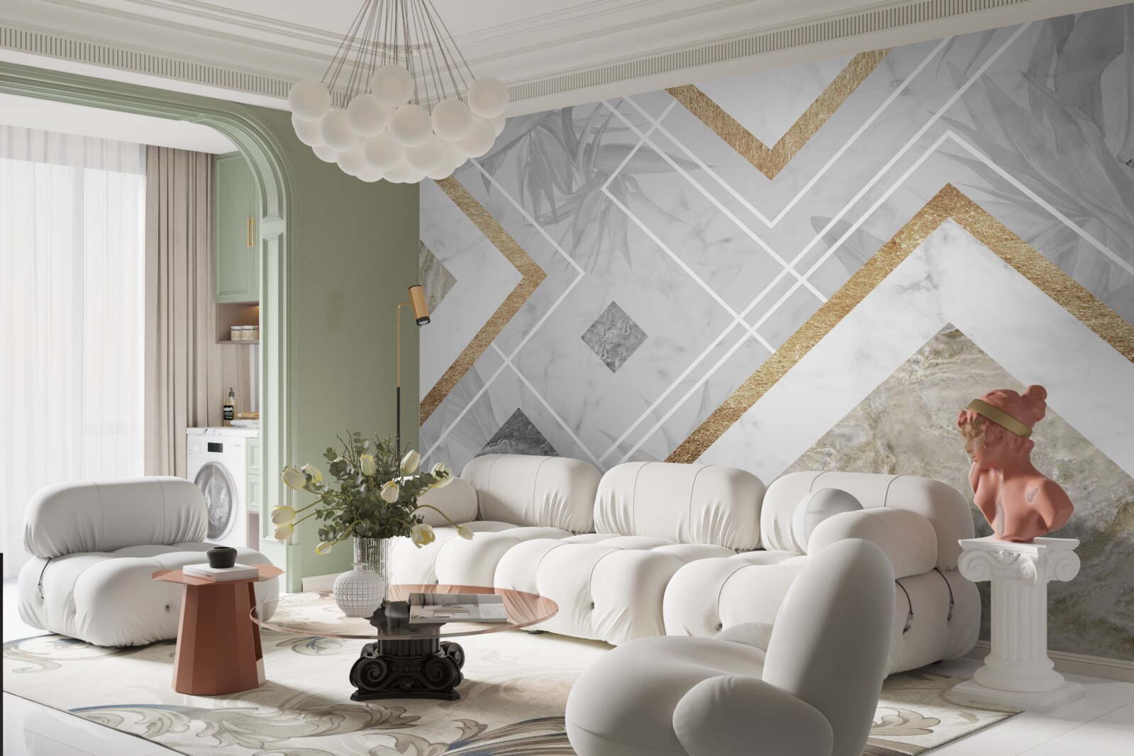 Фотошпалери прямокутні лінії на мармурі