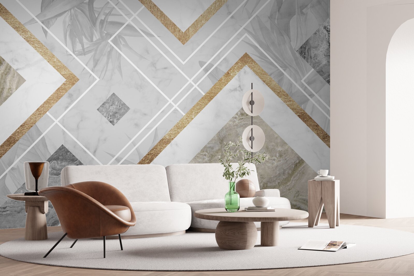 Фотошпалери прямокутні лінії на мармурі