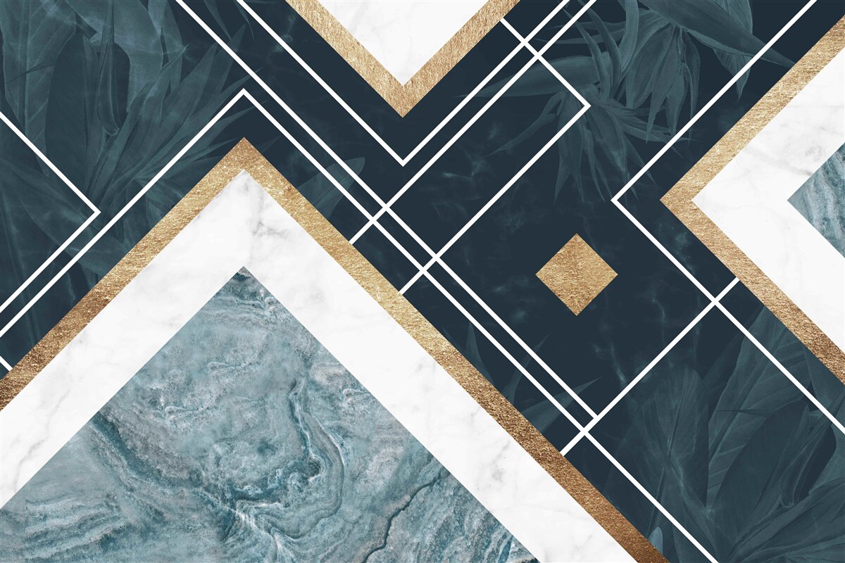 Фотошпалери синя мозаїка з білими елементами