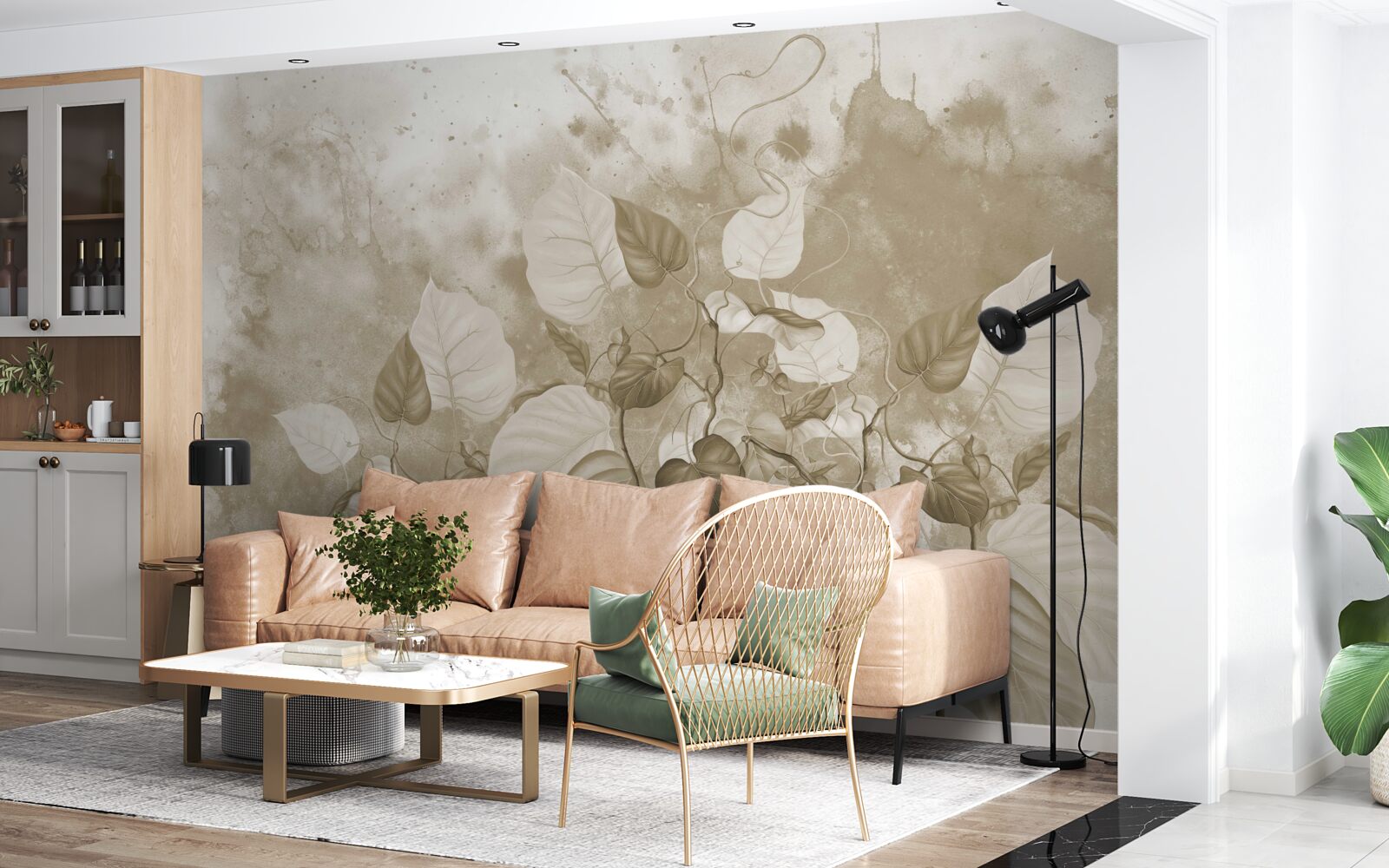 Фотошпалери ранок на лузі оповитий туманом