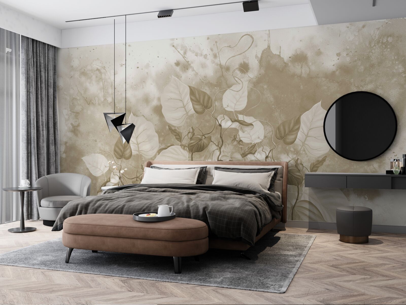 Фотошпалери ранок на лузі оповитий туманом