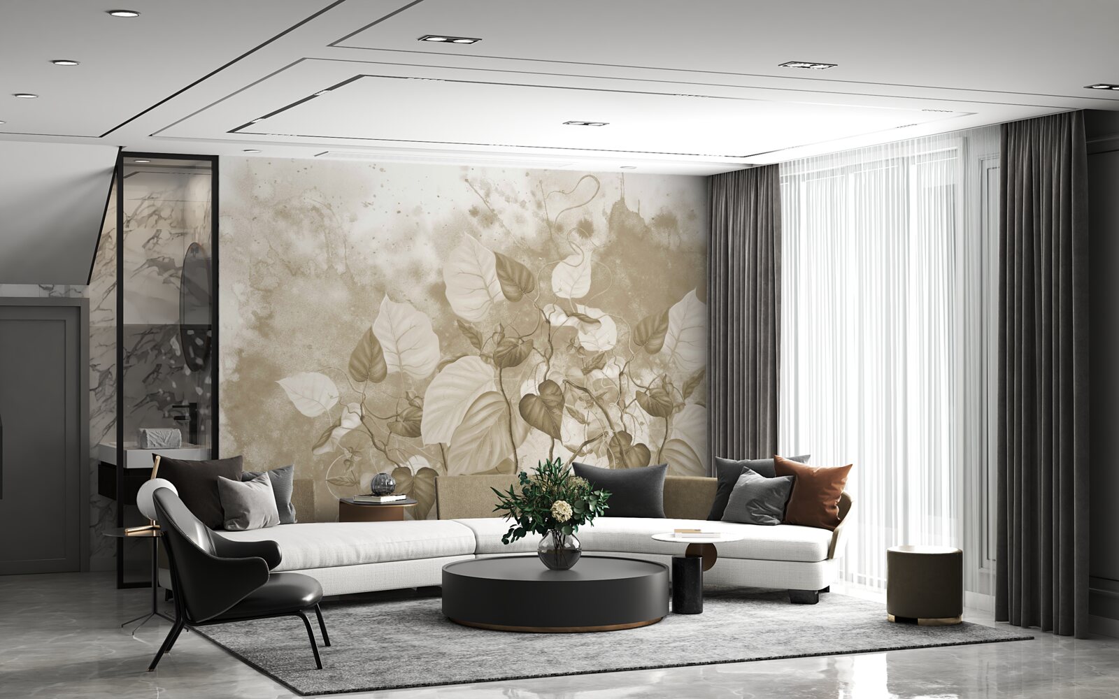 Фотошпалери ранок на лузі оповитий туманом