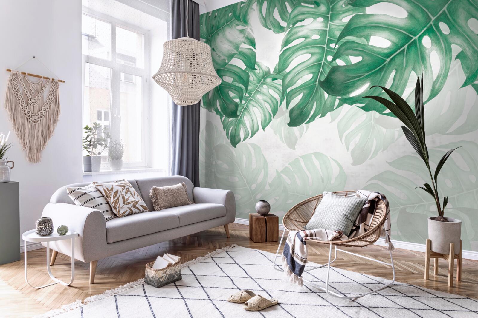 Фотошпалери листя папороті на світлому тлі